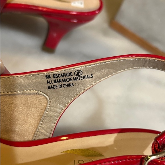 AEROSOLES Vibrant Red Patent Slingback Heels - Picture 3 of 5